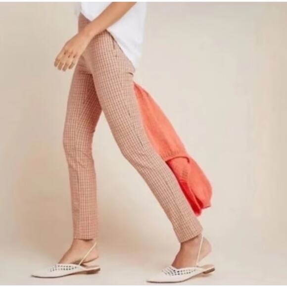Anthropologie The Essential Slim Plaid Check High Rise Ankle Pants Size 4 - Picture 3 of 8
